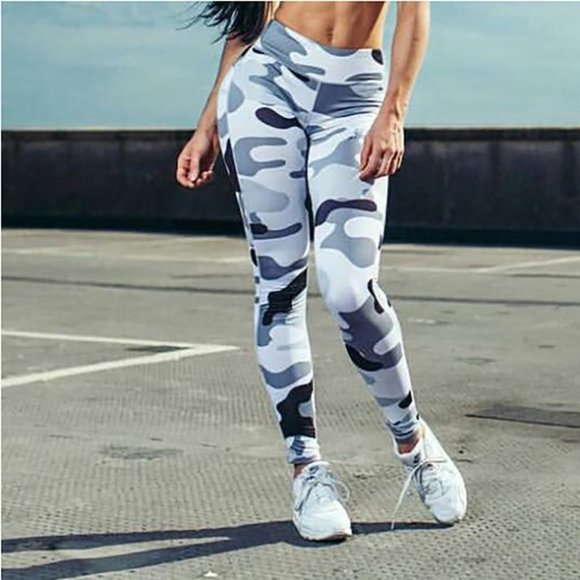 Pants - High Waist Push Up Camouflage Printed Leggings